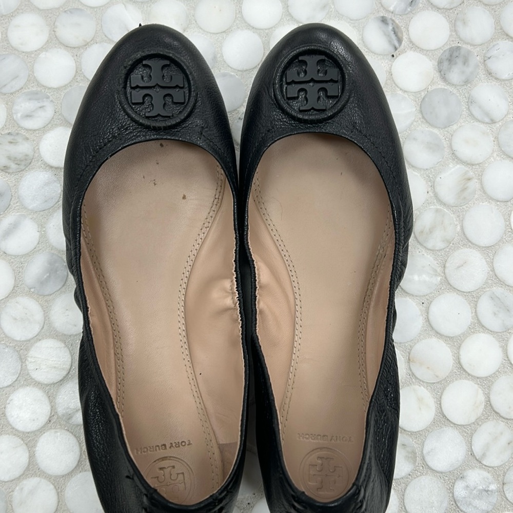 Tory Burch black flats women’s 10